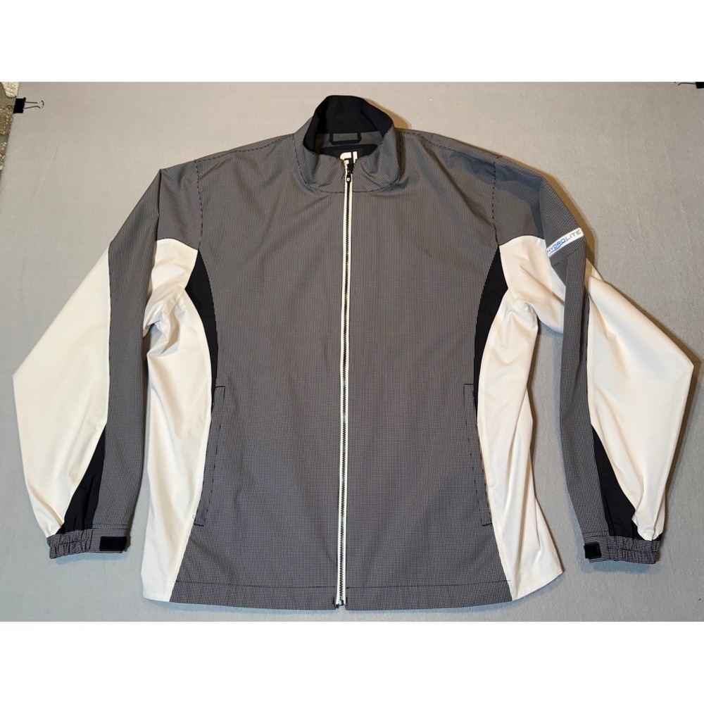 FootJoy DryJoys HydroLite Golf Rain Jacket Mens Large Grey White Full Zip FJ